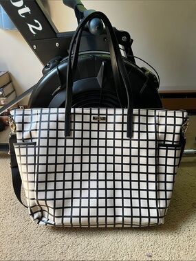 kate spade Black & White Grid Tote with Dual Handles